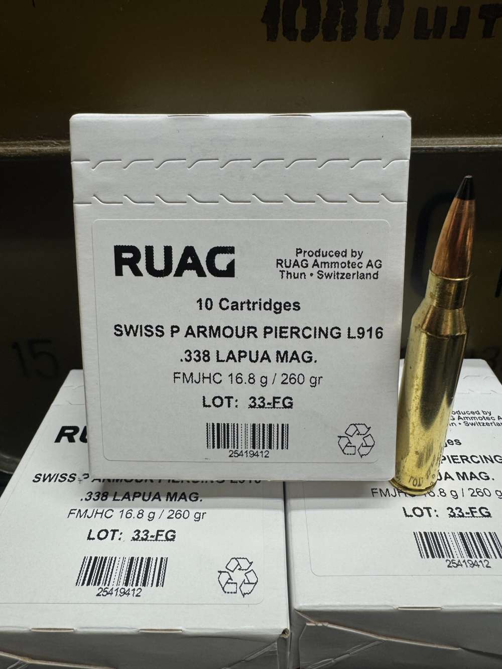 .338 Lapua Magnum Armor Piercing Ammo SWISS P AP *SEALED CAN* 200 Rds -img-1