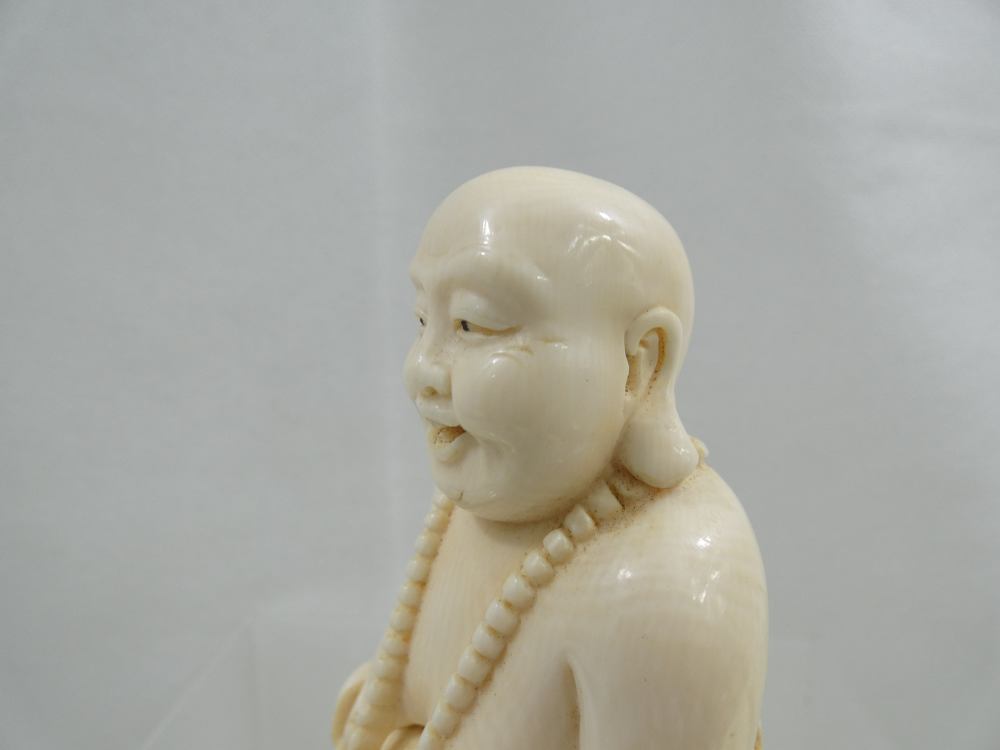 ANTIQUE OKIMONO HAND CARVED FIGURINE BUDDHA Chinese Oriental pre-ban ivory-img-8