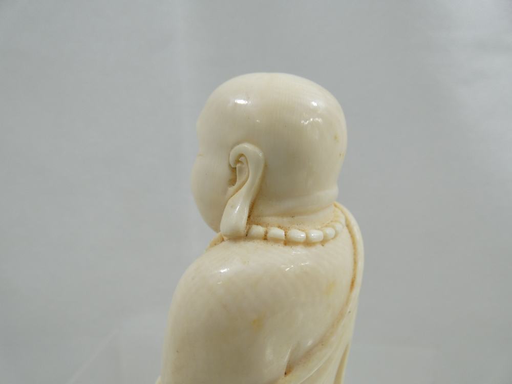 ANTIQUE OKIMONO HAND CARVED FIGURINE BUDDHA Chinese Oriental pre-ban ivory-img-13