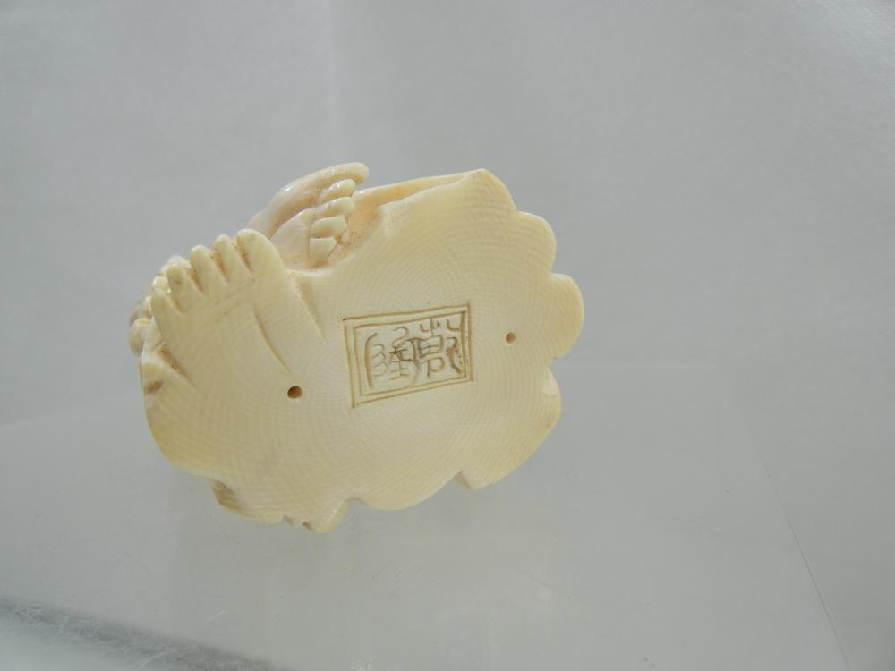 ANTIQUE OKIMONO HAND CARVED FIGURINE BUDDHA Chinese Oriental pre-ban ivory-img-6