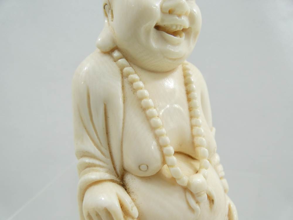 ANTIQUE OKIMONO HAND CARVED FIGURINE BUDDHA Chinese Oriental pre-ban ivory-img-15