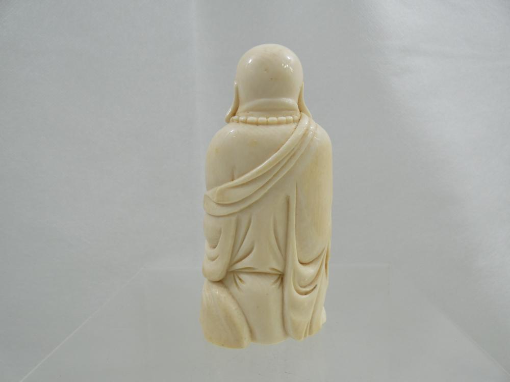 ANTIQUE OKIMONO HAND CARVED FIGURINE BUDDHA Chinese Oriental pre-ban ivory-img-4