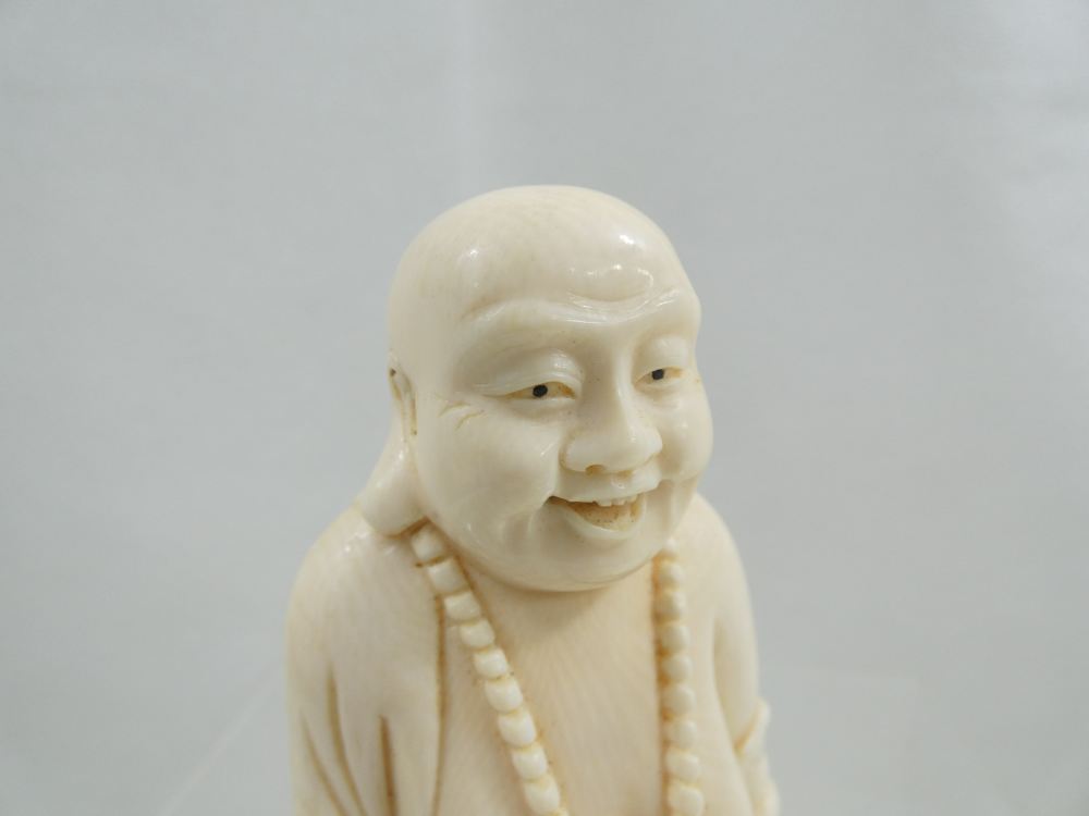 ANTIQUE OKIMONO HAND CARVED FIGURINE BUDDHA Chinese Oriental pre-ban ivory-img-9