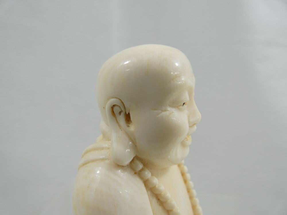 ANTIQUE OKIMONO HAND CARVED FIGURINE BUDDHA Chinese Oriental pre-ban ivory-img-10