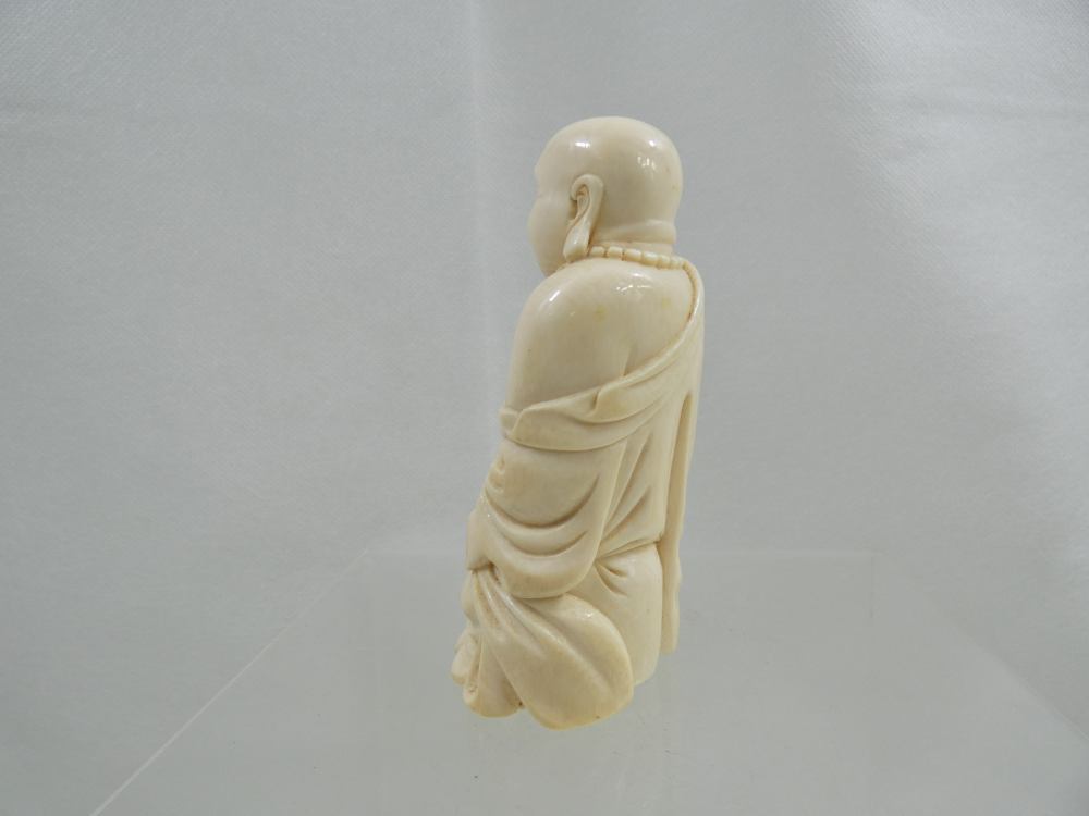 ANTIQUE OKIMONO HAND CARVED FIGURINE BUDDHA Chinese Oriental pre-ban ivory-img-3