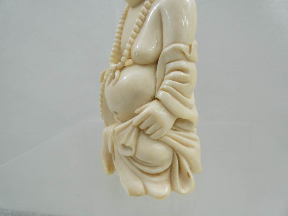 ANTIQUE OKIMONO HAND CARVED FIGURINE BUDDHA Chinese Oriental pre-ban ivory-img-12