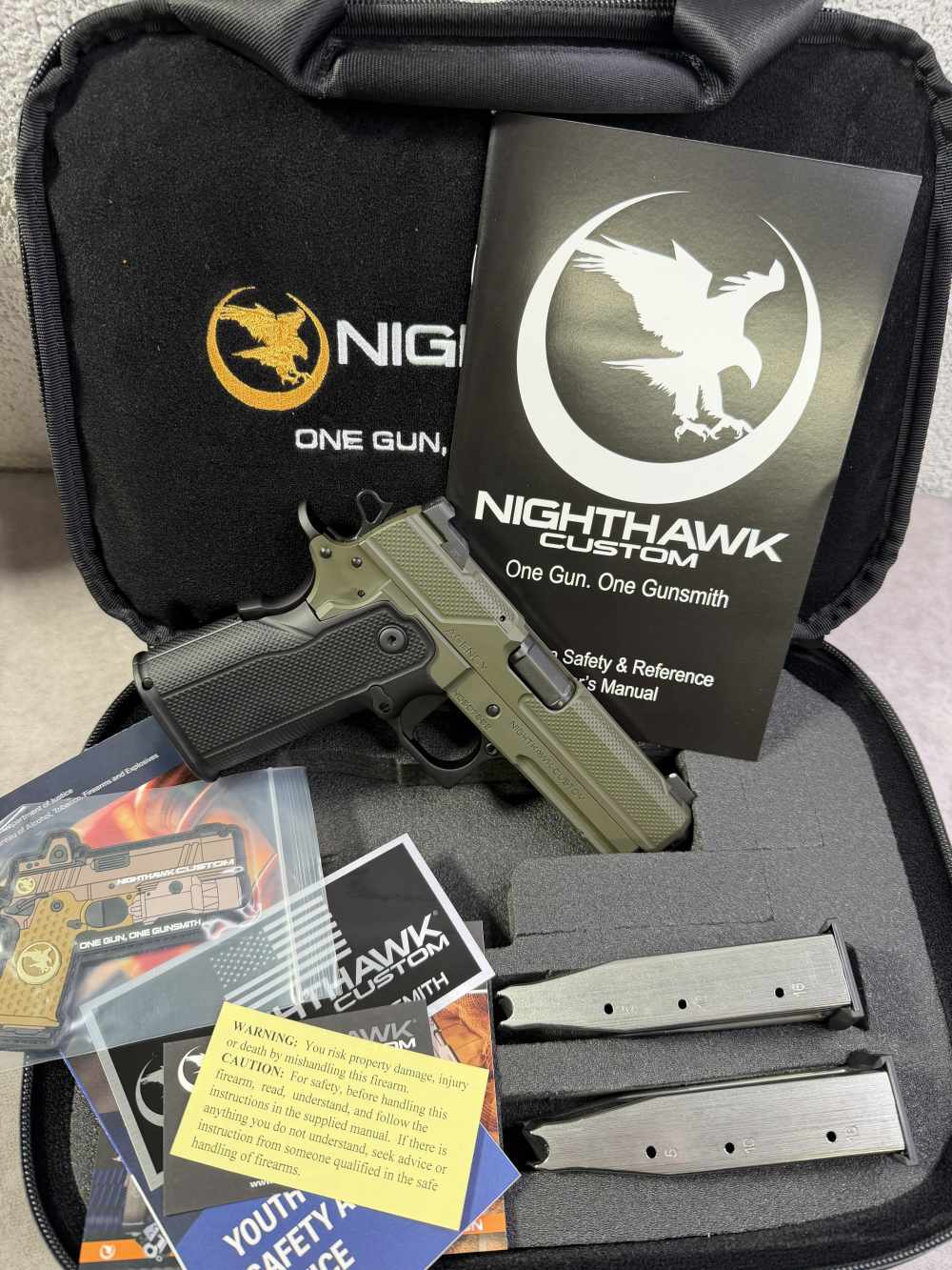 NEW! NIGHTHAWK CUSTOMS DOUBLE AGENT IOS 9MM PISTOL OD GREEN 16RD 4.25” -img-22