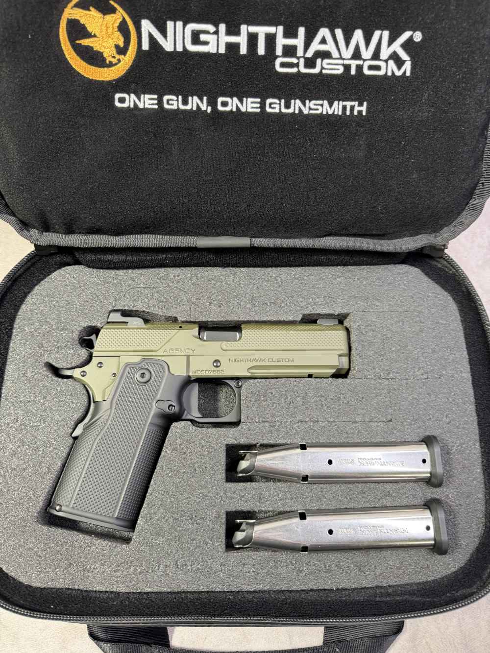 NEW! NIGHTHAWK CUSTOMS DOUBLE AGENT IOS 9MM PISTOL OD GREEN 16RD 4.25” -img-23