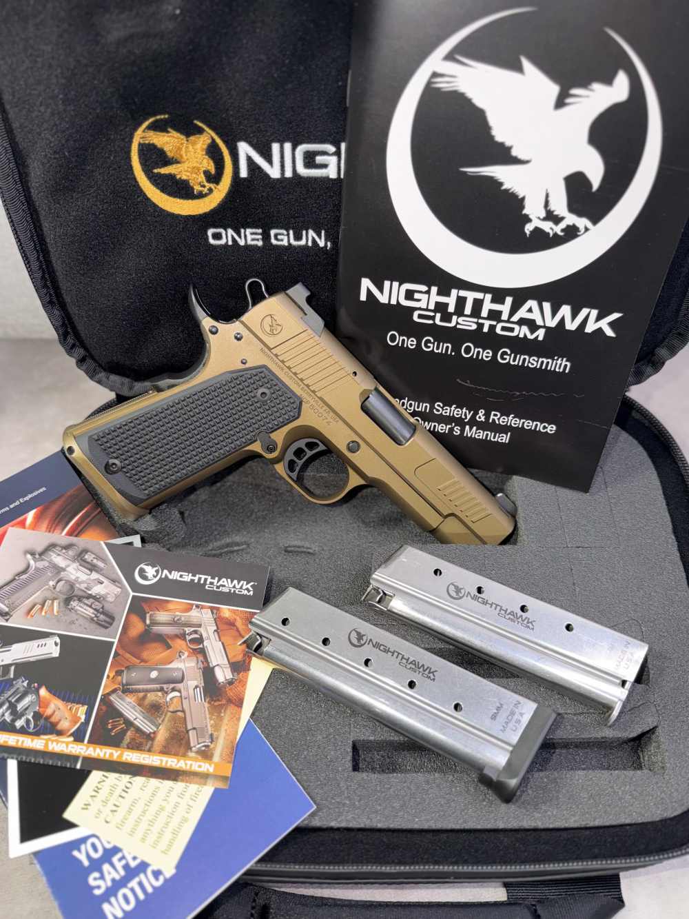 NEW! NIGHTHAWK MODEL 1911 DELEGATE IOS 9MM SINGLE STACK PISTOL BURNT BRONZE-img-22
