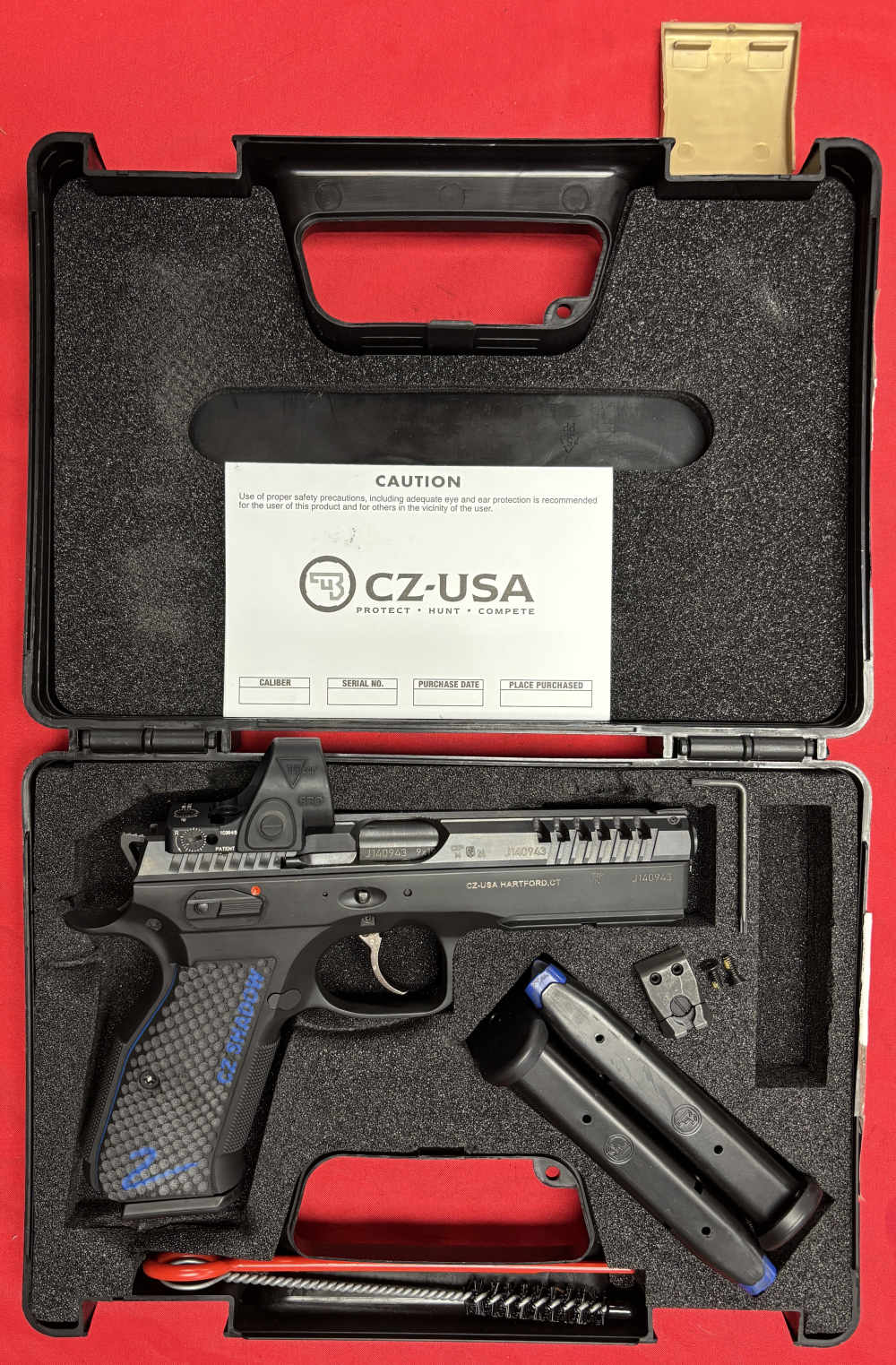 CZ-USA SHADOW 2 9mm case/papers 3-17rd mags Trij SRO 4¾" DA/SA no irons CGW-img-0
