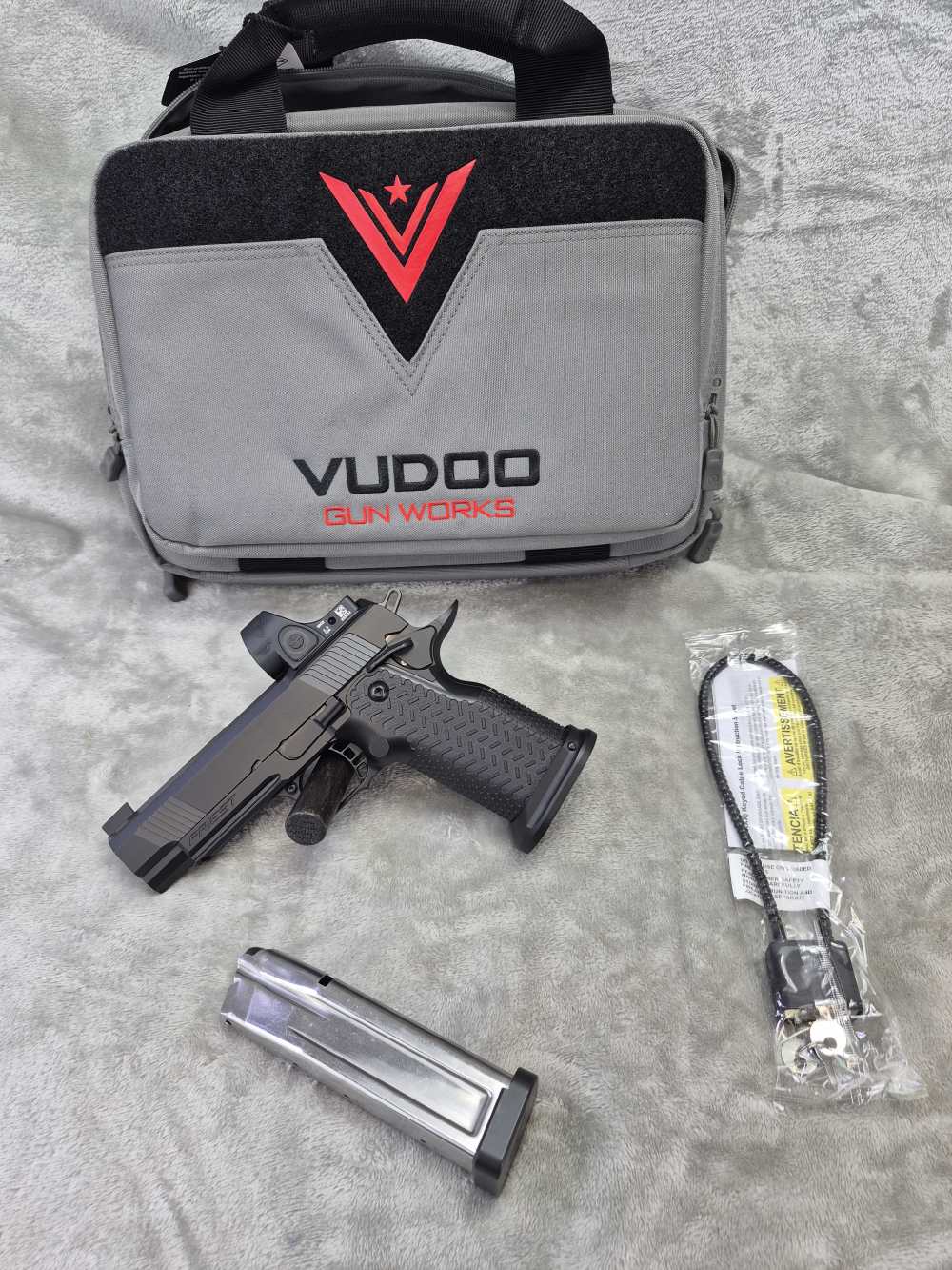 Vudoo Gun Works Priest 4.25” Semi Auto 9mm Trijicon SRO2 20rd – EXCELLENT!-img-0