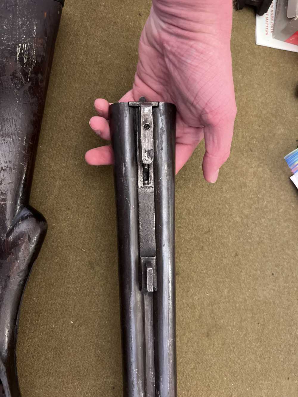 Oxford Arms 12 gauge double barrel shotgun parts kit stock barrel internals-img-9
