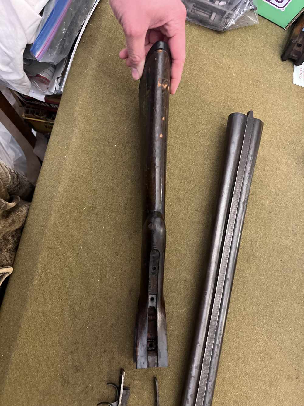 Oxford Arms 12 gauge double barrel shotgun parts kit stock barrel internals-img-3