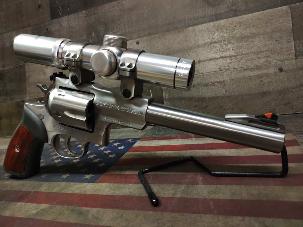RUGER SUPER REDHAWK 44 MAG 7.5"Brl w/ Tasco 2x22 Pro-Class Scope Mfg1997 NR-img-1