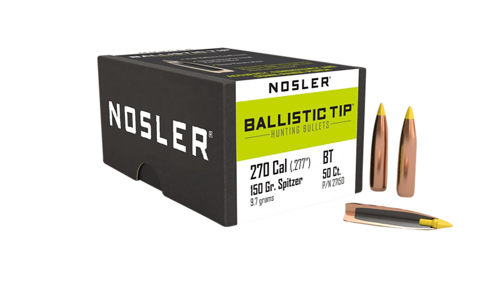 Nosler Ballistic Tip Hunting 270 Cal .277 150 Grain Spitzer Bullets-img-0