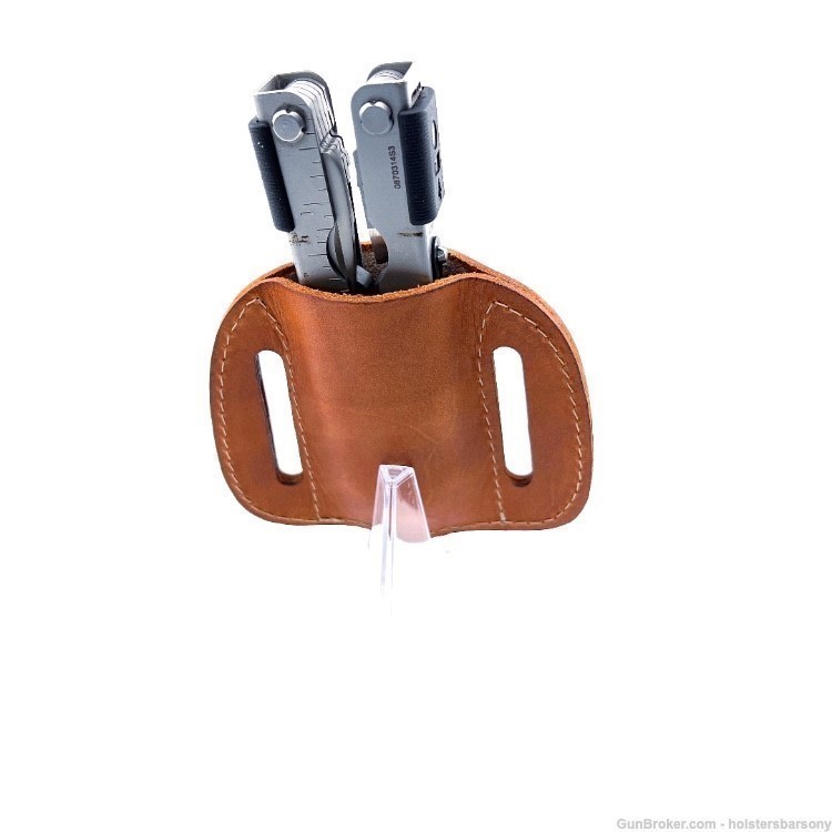 Barsony Saddle Tan Leather Multi-Tool Pancake Sheath-img-3