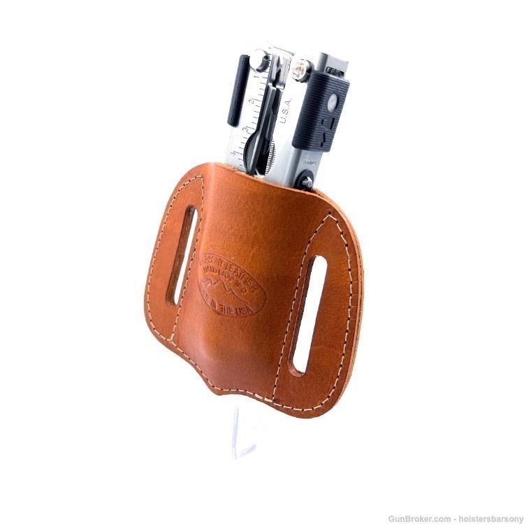 Barsony Saddle Tan Leather Multi-Tool Pancake Sheath-img-5