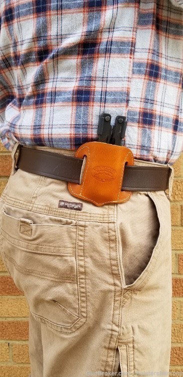 Barsony Saddle Tan Leather Multi-Tool Pancake Sheath-img-1