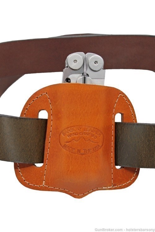 Barsony Saddle Tan Leather Multi-Tool Pancake Sheath-img-0