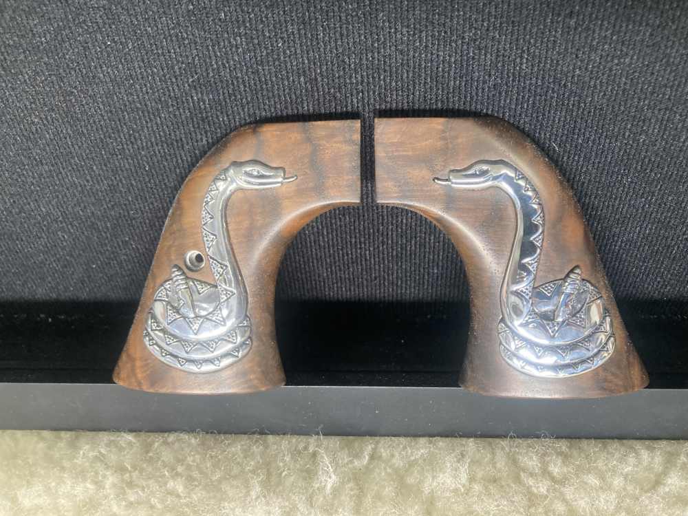 Man With No Name Silver Rattle Snake grips Curly Walnut by Joe Perkins! -img-0