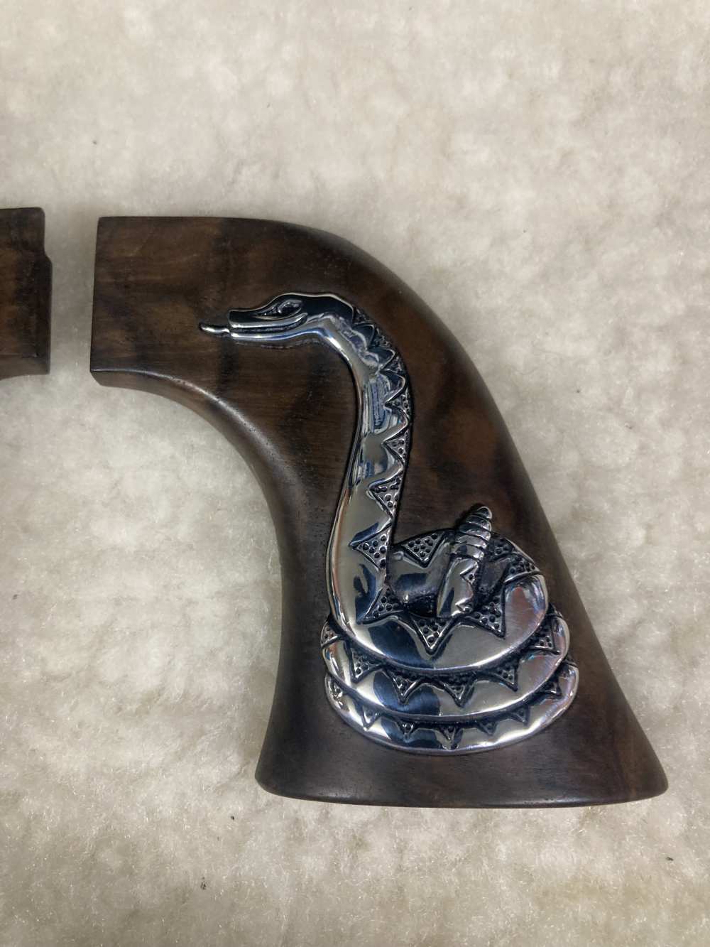 Man With No Name Silver Rattle Snake grips Curly Walnut by Joe Perkins! -img-1