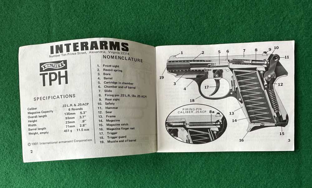 Walther TPH.25acp Case Manual Proof Sheet 6 mags leather Euro. holster+mag -img-9