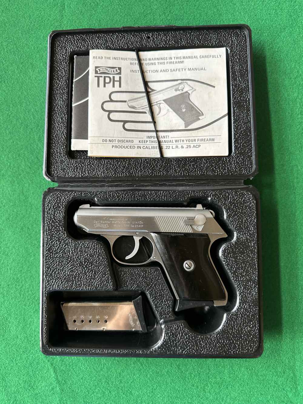 Walther TPH.25acp Case Manual Proof Sheet 6 mags leather Euro. holster+mag -img-1