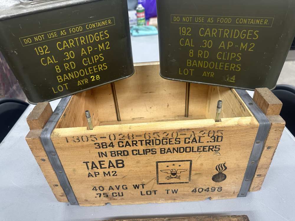 Complete crate 384 rounds of 30cal AP in 8 round bandoleers Spam cans-img-3