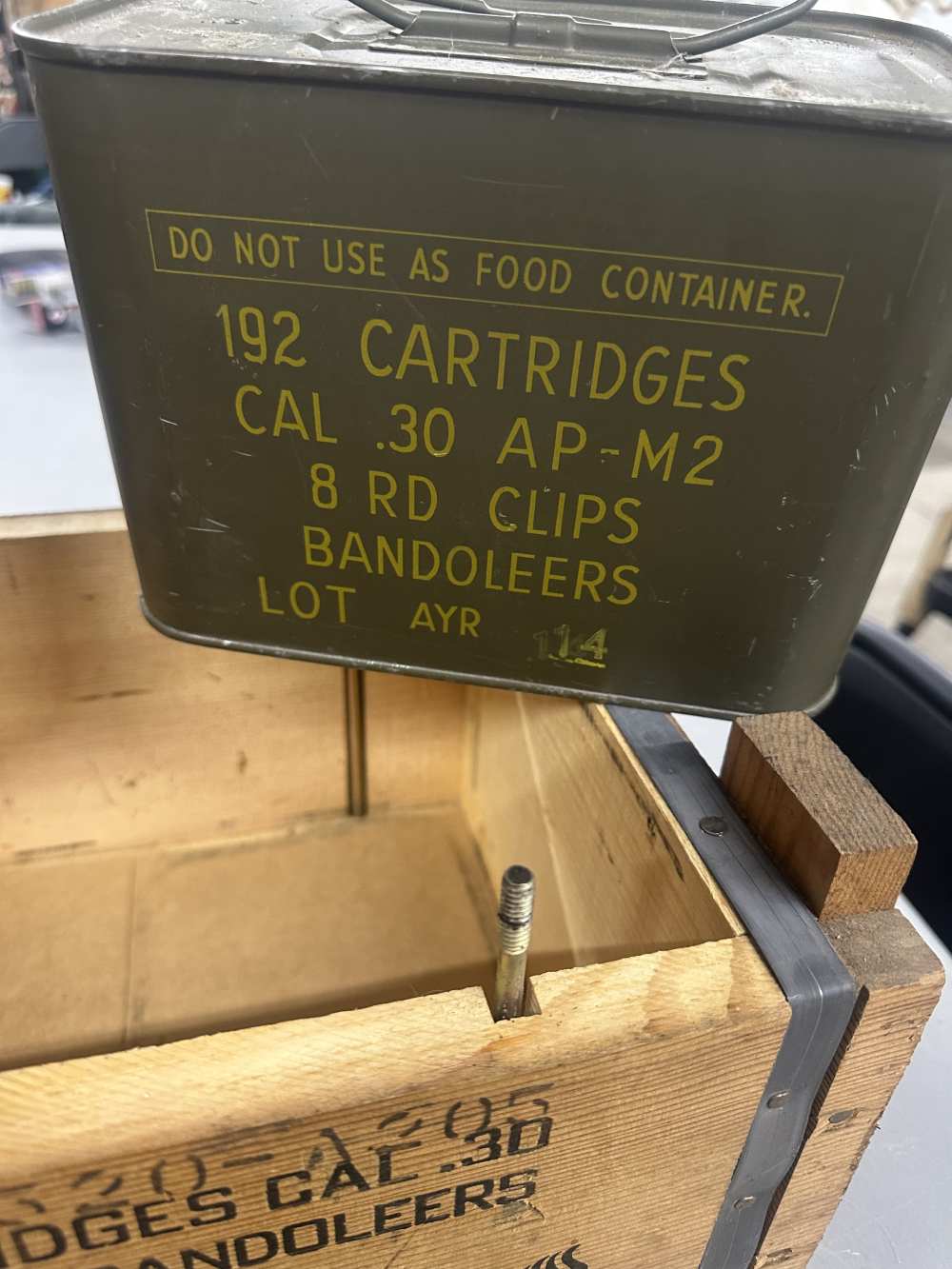Complete crate 384 rounds of 30cal AP in 8 round bandoleers Spam cans-img-2