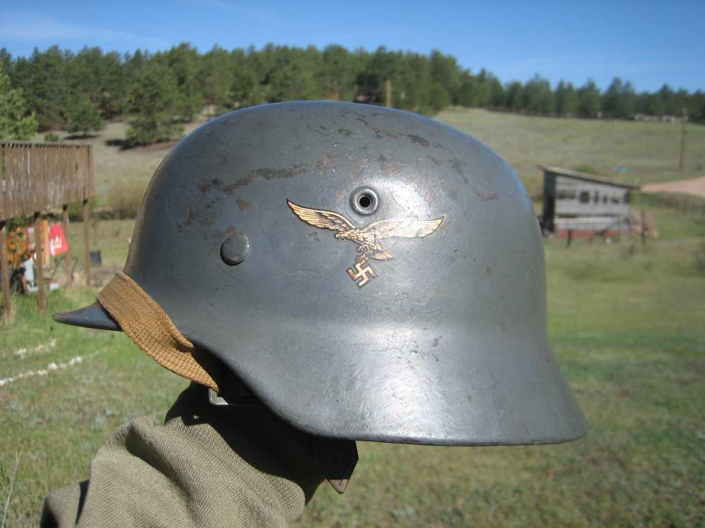 GERMANN W.W. 2 M-35/40 DAK LUFTHELMET DD WEB CHIN STRAP AND LINER VERY NICE-img-0