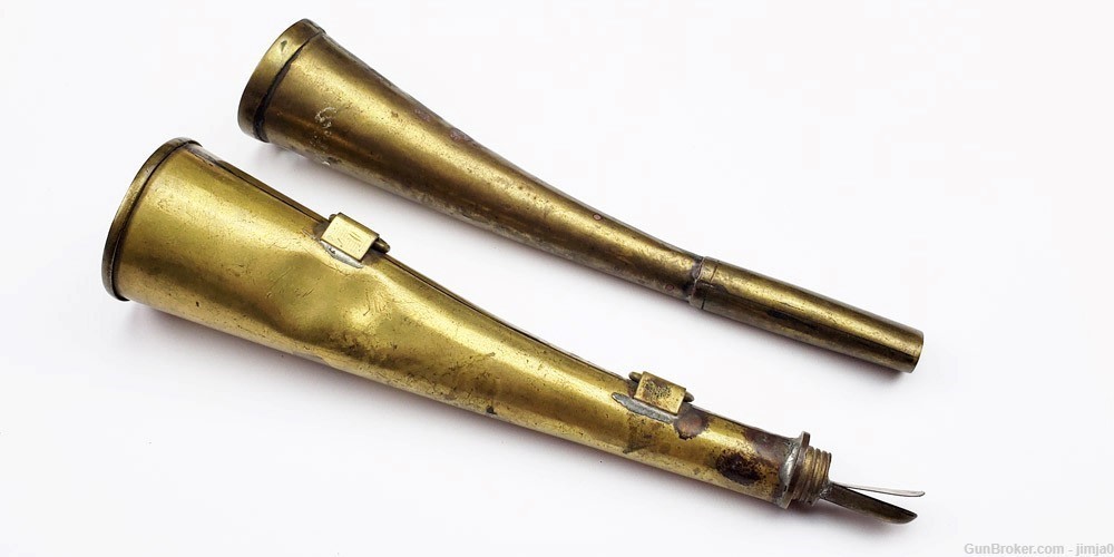 Pair of original Chinese made, Korean War signal horns-img-0