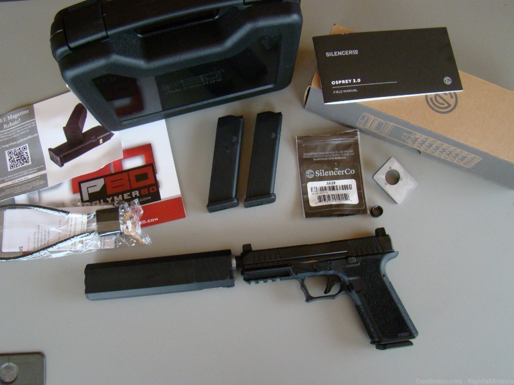 Polymer80 PFS9 9mm Pistol 10rd TB P80 w SilencerCo Osprey 2.0 suppressor 9-img-1
