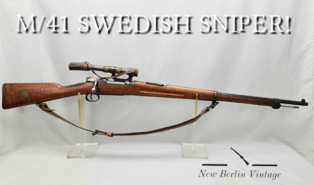 TIGER STRIPED Swedish m/41 SNIPER RIFLE m41 6.5x55 AGA Scope, CLEAR OPTICS!-img-0