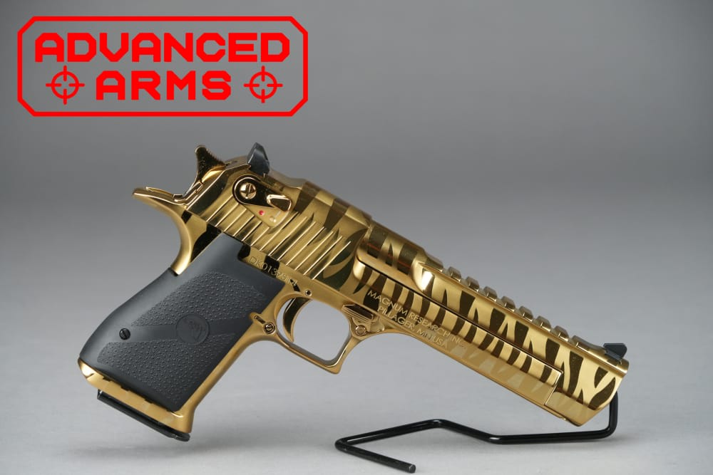 MAGNUM RESEARCH DESERT EAGLE 50AE TITANIUM GOLD TIGER STRIPES*FACTORY BLEM*-img-0