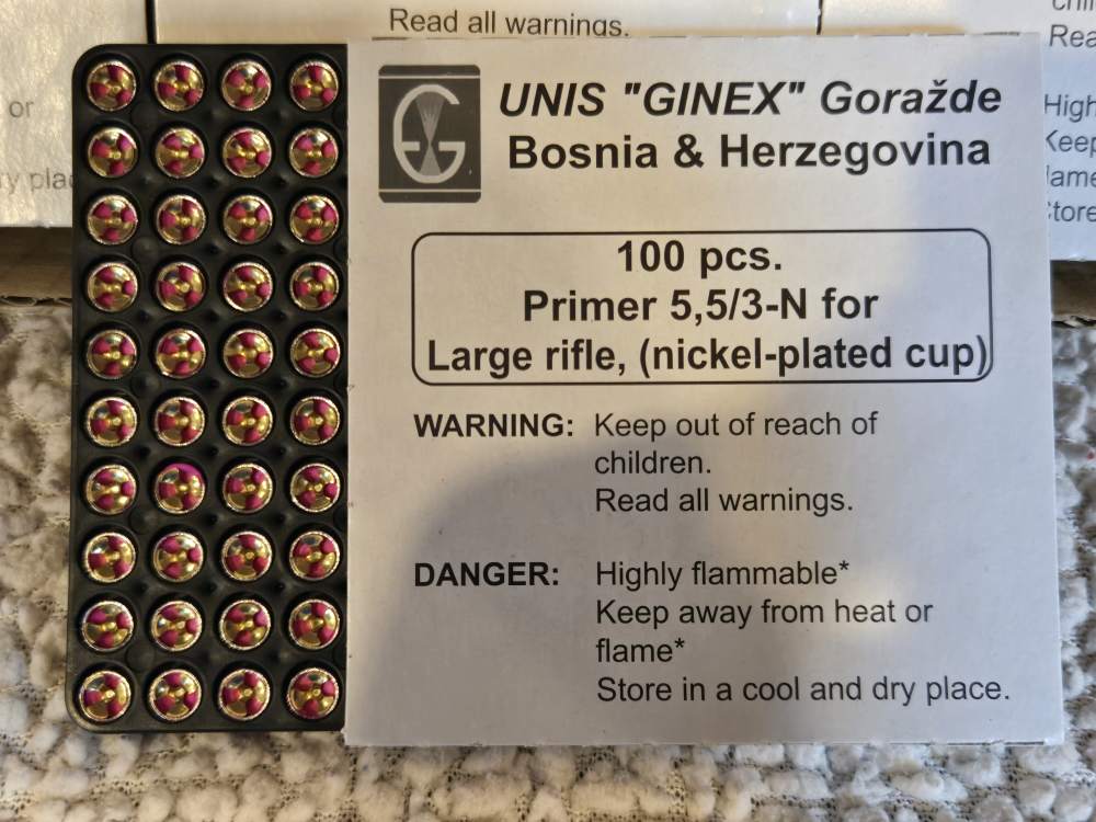 UNIS GINEX LARGE RIFLE PRIMERS 100RD BOX 5000RD CASE CCI (CASE)-img-3