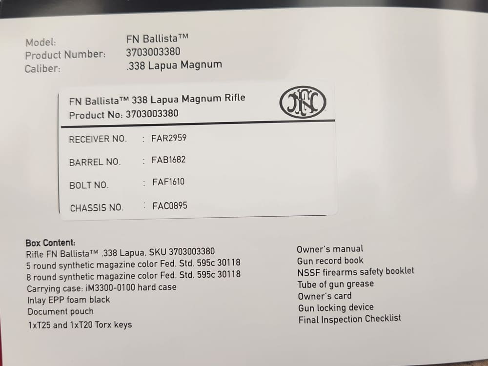 BEAUTIFUL DISCOUNTINUED FNH BALLISTA SNIPER RIFLE PACKAGE 338 LAPUA 308 762-img-100