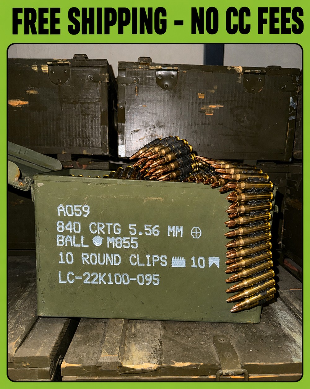 Linked M193 5.56 55 Gr Wyoming Cartridge Company 800 Rounds M2A1 FREE SHIP-img-0