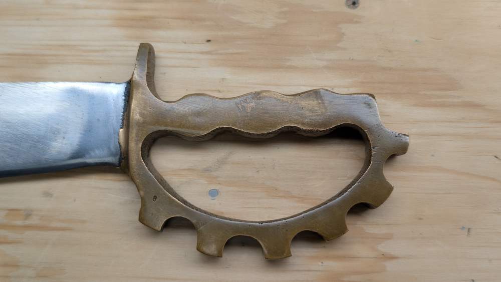 WWII Australian Cogwheel Knuckle Knife D-Guard Trench Bowie & Sheath-RARE-img-8