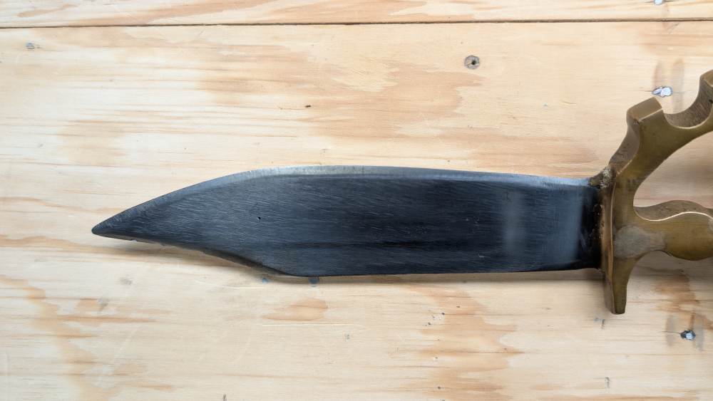 WWII Australian Cogwheel Knuckle Knife D-Guard Trench Bowie & Sheath-RARE-img-14