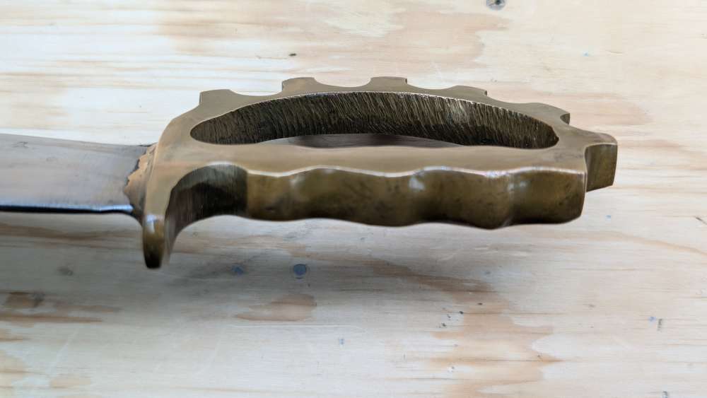 WWII Australian Cogwheel Knuckle Knife D-Guard Trench Bowie & Sheath-RARE-img-11