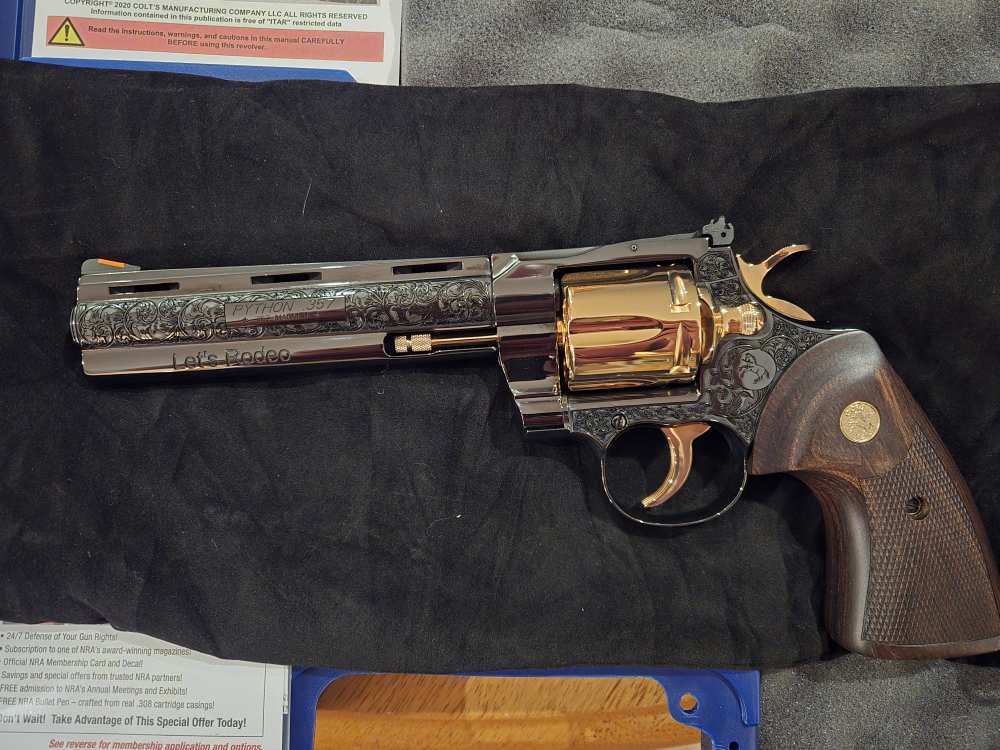 Colt Python .357 6" FACTORY GOLD ENGRAVED LETS RODEO LIMITED EDITION NEW-img-0
