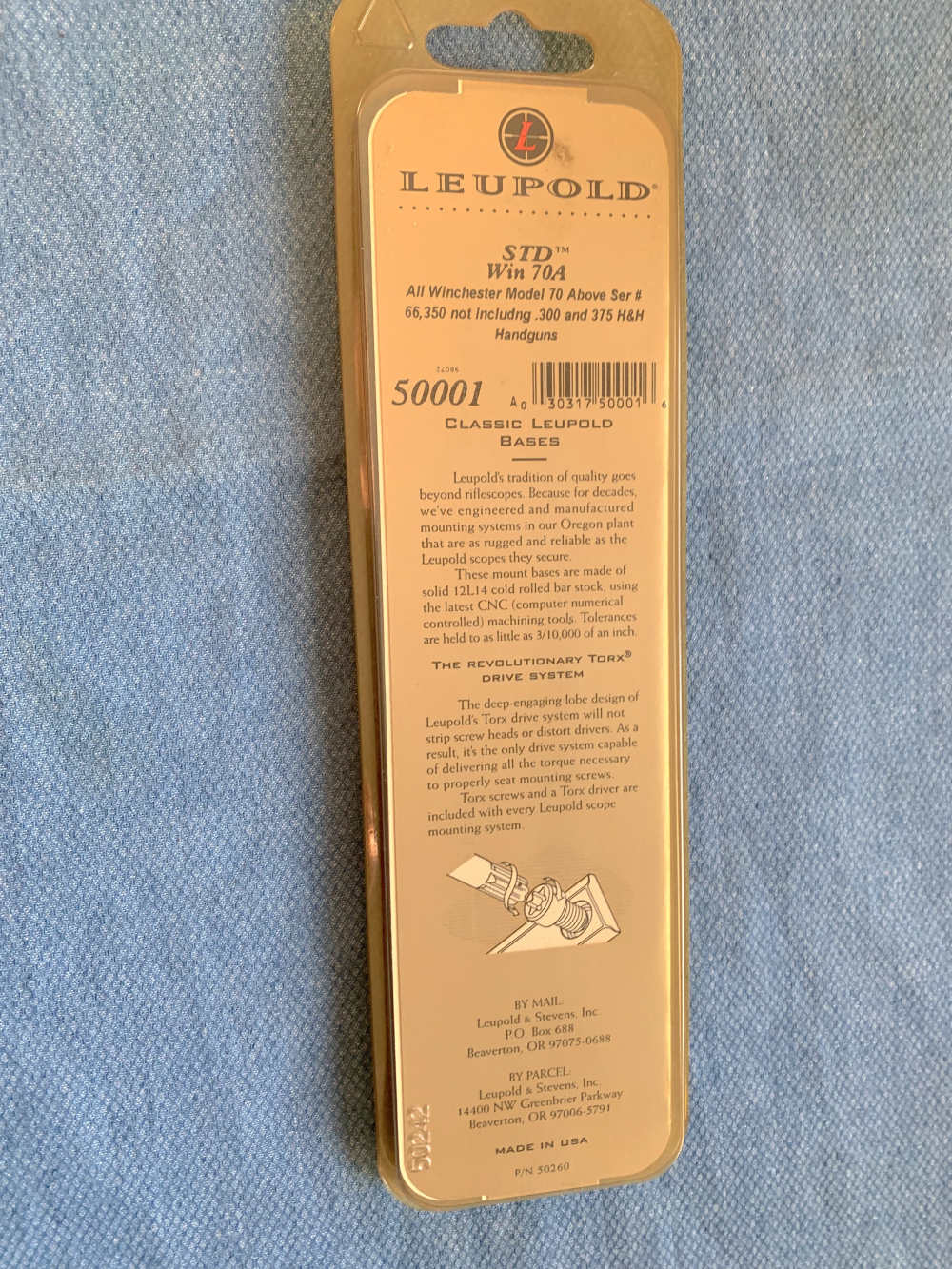 Leupold STD Win 70A, #50001, Matt, New. For Winchester 70 Above SN 66,350-img-2