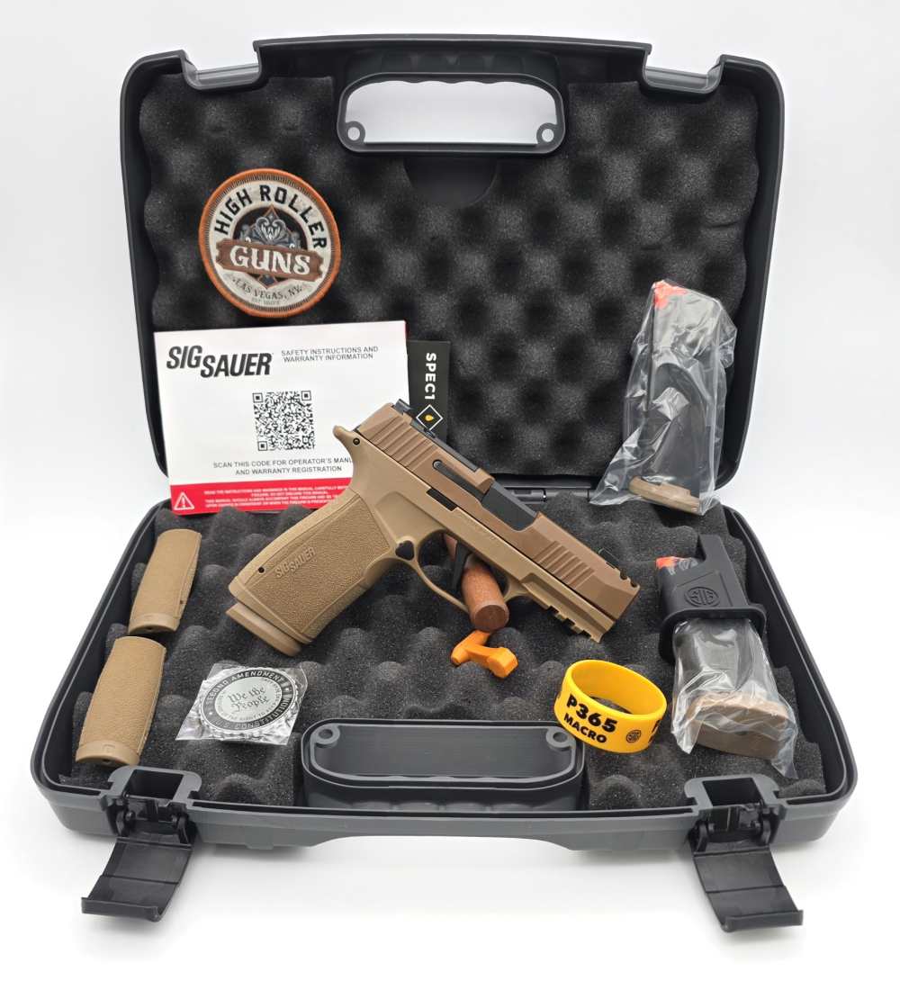 New Sig Sauer P365 2A Comp 9mm 3.1" 3X17rd Coyote Tan with challenge coin-img-2