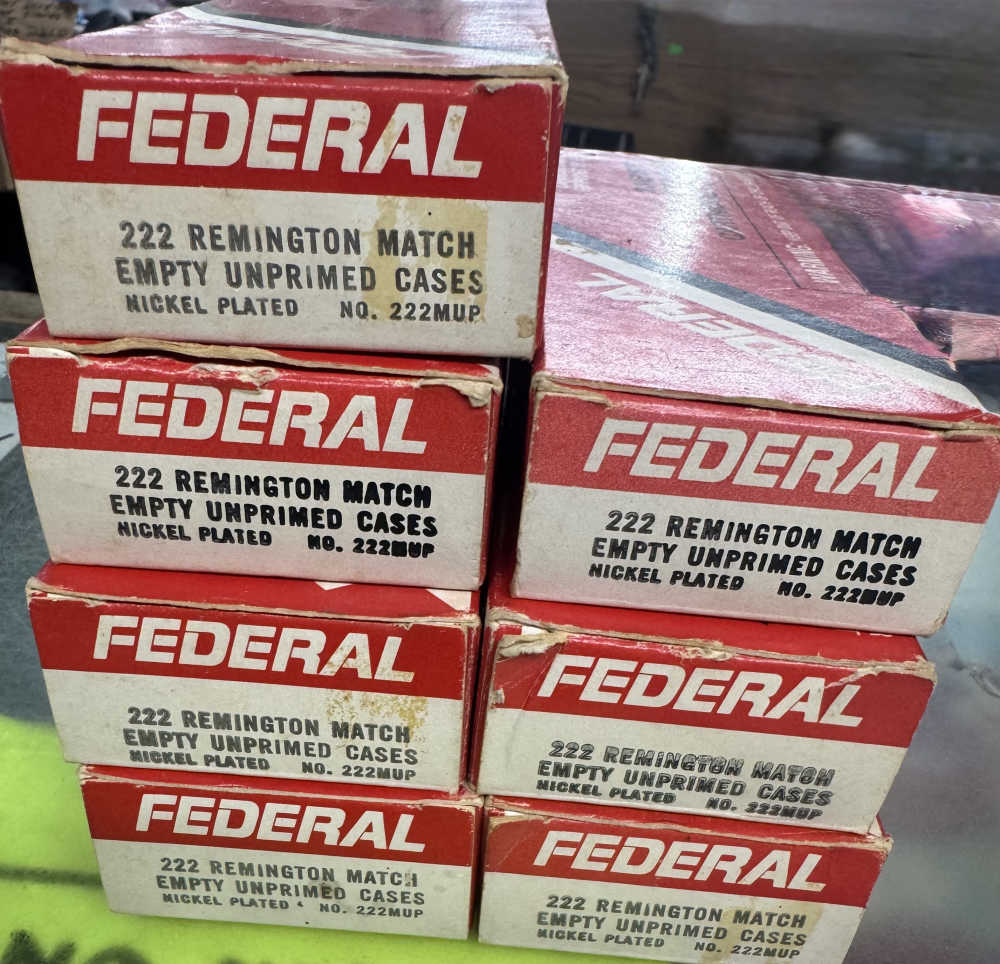 140 CT 222 REMINGTON NEW Federal Unprimed Brass Cases NICKEL REM-img-0
