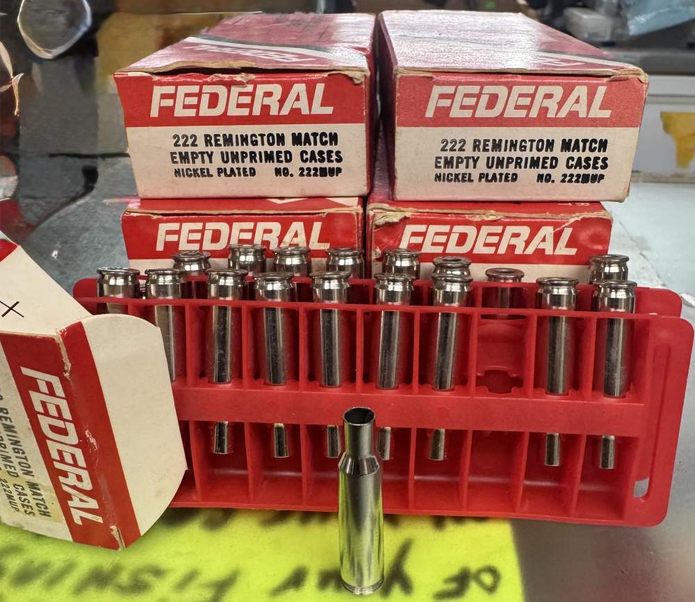 140 CT 222 REMINGTON NEW Federal Unprimed Brass Cases NICKEL REM-img-1