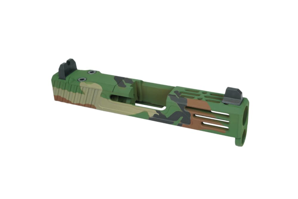 Glock 43x MOS RMSC Optic Ready Ported Slide Suppressor Sights Woodland camo-img-0