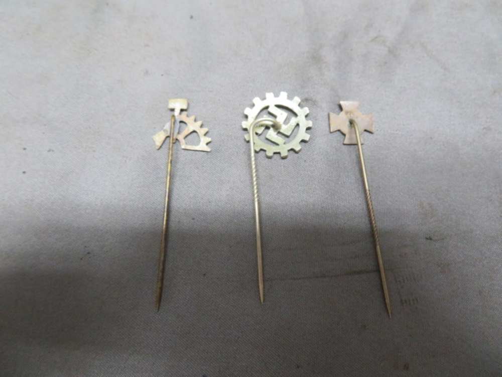 LOT OF 3 ORIGINAL WWII GERMAN STICKPINS-NSBO, DAF, HONOR CROSS-img-1