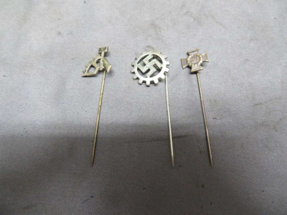 LOT OF 3 ORIGINAL WWII GERMAN STICKPINS-NSBO, DAF, HONOR CROSS-img-0