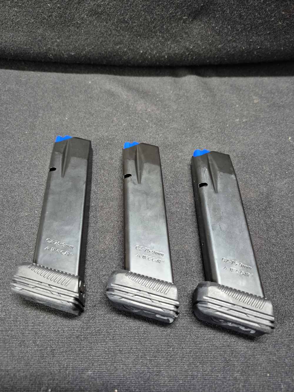 Lot of (3) Preowned 9mm CZ 75 Mec-Gar 19 Round Magazines with +2 Bumpers-img-1
