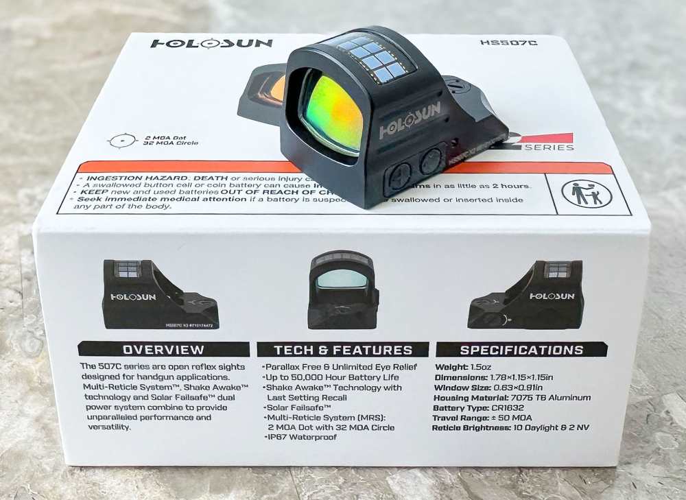 Holosun 507C X2 Red Dot Handgun Reflex Sight 2 MOA, 32 MOA RMR Footprint -img-6